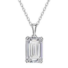 PRICES MAY VARY. A simple solo pendant with emerald cut cubic zirconia sparkle makes this everyday necklace the perfect addition to any stack. Metal: rhodium plated sterling silver, Stone: cubic zirconia, 8*12mm, Chain Length: 16"+2" We use 925 sterling silver with rhodium plating in this stunning necklace. Rhodium is much expensive than normal platinum and white gold, and after polishing, our product last longer compare to normal market product. Lead, nickel free, friendly to sensitive skin. Hi Silver Necklace For Women, Necklace Ideas, Everyday Necklace, Stunning Necklace, Diamond Pendant Necklace, Dainty Necklace, Sterling Silver Necklace, Necklace For Women, Emerald Cut