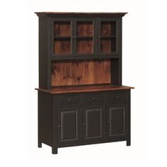 the hutch is black and has two doors