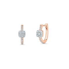 Irresistibly sweet, these diamond huggie earrings are lined with pave stones at the front of the hoop, with a halo illusion cluster of diamonds at the center for an extra hint of sparkle. Gold Huggie Earrings, Band Necklace, Diamond Huggie Earrings, Huggie Earring, Earrings Design, Types Of Diamonds, Round Moissanite, Diamond Gold, Huggie Earrings