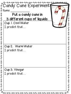 the candy cane experiment worksheet for kids to learn how to write and draw