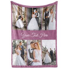 a wedding photo collage with the words, your text here and four different pictures