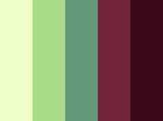 the color palette is very dark green, red, and purple with some brown in it