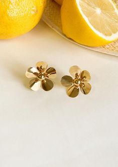 18K Gold plated Flower Earrings Gold Flower Earrings For Spring, Gold Plated Flower Earrings For Pierced Ears, Yellow Gold Diamond Flower Earrings, Gold Flower Earrings Spring Gift, Gold Flower Clip-on Earrings For Spring, Gold Clip-on Earrings For Spring Gift, Gold Flower Cluster Earrings For Pierced Ears, Gold Flower Cluster Earrings Gift, Gold Flower Earrings For Spring Gift