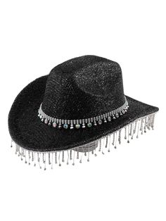 PRICES MAY VARY. The hat is made of soft material, light in weight, soft and comfortable, not easy to aging The design of fringed rhinestone decor can also add fashion to your daily wear, making you glitter in the crowd, and you will get many compliments Suitable for masquerade,disco party,rodeo,festival party,bride party,black party,etc. It is the perfect gift that you give to family, relatives and friends on holiday or anytime you want. Please kindly check the size chart in the production desc Party Bucket Hat, One Size Fits Most, Adjustable Cap For Party, Adjustable Party Cap, Adjustable Brimmed Party Hats, Western Style Adjustable Hat With Rhinestone Fringe, Silver Party Hat, One Size Fits Most, Silver Wide Brim Costume Hat With Adjustable Fit, Silver Party Hat One Size Fits Most, Silver Wide Brim Adjustable Costume Hat