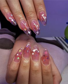 Nails Buchonas, Glitter Jelly Nails, Colourful Nail, College Nails, Confetti Nails, Transparent Nails, Cute Gel Nails