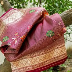 Hopbush Pink Pure Banarasi Silk Handwoven Tanchui Dupatta - Khinkhwab Multicolor Saree With Woven Motifs For Traditional Ceremonies, Folk Style Traditional Wear For Ceremonies, Multicolor Dupatta With Weaving Work For Traditional Ceremonies, Multicolor Folk Traditional Wear With Pallu, Traditional Brocade Saree With Patterns, Traditional Brocade Saree With Traditional Patterns, Folk Traditional Wear With Traditional Patterns For Transitional Season, Folk Traditional Wear With Traditional Patterns, Traditional Wear With Traditional Patterns For Transitional Season