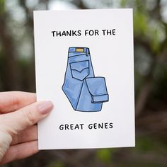 a hand holding up a card that says thanks for the great genies