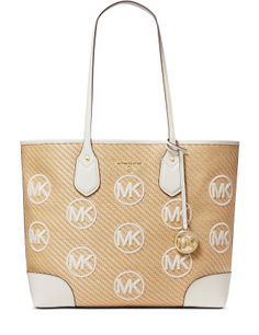 Sporting a chic new take on a logo print, this straw-style tote flaunts allover logo accents and spacious interior.Extra Large sized bag; 17-1/2"W x 12-3/4"H x 5-1/2"D (width is measured across the bottom of handbag)10"L handlesOpen closureGold-tone exterior hardware7 interior slip pockets & 1 zip pocket; removable snap pouchPolypropylene/cotton; lining: linenLight Cream Multi Favorite Purse, Michael Kors Tote Bags, Michael Kors Handbag, Straw Tote Bag, Straw Tote, Purse Accessories, Monogrammed Items, Light Cream, Handbags Michael Kors