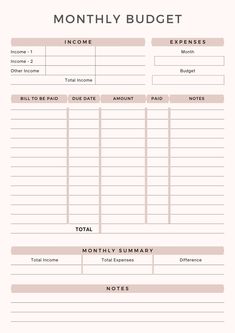 a printable budget sheet with the words, month to date and money on it