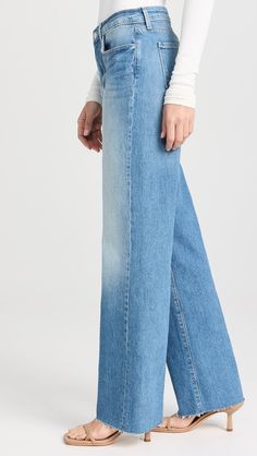 L'AGENCE Tiana Wide Leg Jeans | Shopbop Everyday Medium Wash Pants With Frayed Hem, Medium Wash Pants With Frayed Hem For Everyday, Light Wash Straight Fit Cotton Bottoms, Washed Blue Full Length Cotton Jeans, Mid-rise Washed Flare Jeans In Rigid Denim, Mid-rise Washed Blue Bottoms For Fall, Relaxed Fit Full Length Washed Jeans, High Rise Rigid Denim Jeans With Frayed Hem, Straight Leg Bottoms With Frayed Hem For Fall