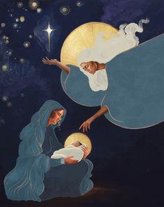 the nativity scene is depicted in this painting