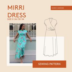 a woman's dress sewing pattern with an image of the front and side view