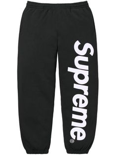 black cotton blend appliqué logo elasticated waistband two side welt pockets rear patch pocket straight leg elasticated ankles Straight Leg Pants With Letter Print For Streetwear, Black Straight Leg Sweatpants With Letter Print, Relaxed Fit Letter Print Streetwear Pants, Black Cotton Sweats With Ribbed Waistband, Cotton Bottoms With Letter Print For Streetwear, Cotton Sweats With Elastic Waistband For Streetwear, Athleisure Sweatpants With Elastic Waistband For Streetwear, Black Relaxed Fit Bottoms With Logo Print, Spring Streetwear Sweatpants With Straight Hem