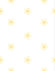 a white background with small yellow flowers on the bottom right corner, and light brown dots in the middle