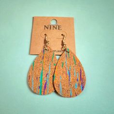 Lightweight Cork Earrings Accented With Colors Cork Earrings, Paper Earrings, Source Unknown, Earrings Color, Diy Jewelry, Cork, Jewelry Earrings, Women Jewelry, Green