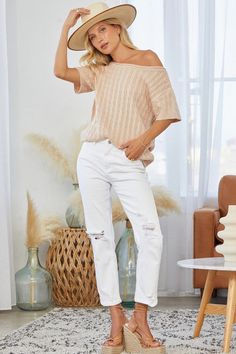 This chic dolman sweater top can be worn one shoulder with your fav. jeans! Easy fit, lightweight sweater 100% acrylic Casual One-shoulder Winter Top, Trendy Slouchy Spring Sweater, White Stretch One Shoulder Casual Top, Spring Casual Off-shoulder Knit Top, Casual Off-shoulder Knit Top For Spring, Casual One Shoulder Knit Top, Casual One-shoulder Knit Top, Chic One-shoulder Knit Top For Spring, Casual Stretch One Shoulder Top For Spring