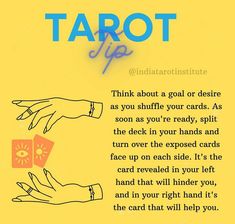 a poster with the words tarot life written in blue and orange on yellow background