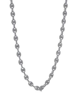 LOREE RODKIN-Double Sided Diamond Link Necklace-WHITE GOLD White Gold Link Necklace With Solid Construction, Luxury Silver Chain Link Diamond Necklace, Oval Link Diamond Cut Necklace, Silver Diamond-cut Chain Link Jewelry, Silver Diamond Cut Chain Link Jewelry, White Gold Cuban Link Necklace With Lobster Clasp, White Gold Necklace With Diamond-cut Oval Link, Silver Chain Link Necklace With Diamond Cut, Silver Diamond Chain Link Necklace