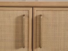 a close up of a cabinet with two handles