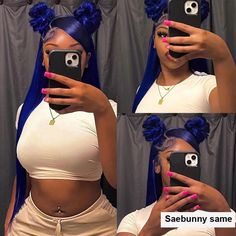 PRODUCT FEATURES Hair Material: 100% Virgin Human Hair, 10A Grade, No Really Shedding, No Tangle, No Bad Smell.Hair Color: Blue (Different light, may have a little chromatic aberration)Wig Density:150%/180%/200% DensityHair Length: 10-30inch are available Cap Size: Average Size (Head circumference: 54cm-58cm)Lace Net: 13*4 Inch lace, Pre-plucked with Baby Hair, Natural Hairline SHIPPING & RETURNS& SERVICES Shipping: Your wig will be shipped with in 24-48 hours, we know you are eager to get it, w Blue Natural Hair, Quick Weave Hairstyles, Quick Braided Hairstyles, Frontal Hairstyles, Pretty Braided Hairstyles, Front Lace Wigs Human Hair, Frontal Wig, Baddie Hairstyles