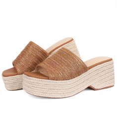 PRICES MAY VARY. {Measurements of platform wedge sandals} Heel Measures approximately 5.08cm/2 inch,platform height 9.39 cm/3.7 inch. {Platform slides slip on jute sandals} EQAUDES platform sandals jute material. The features of Casual Jute Comfortable Beach Sandals are chunky heel,open toe ,slip on, platform heel and easy to wear. {Comfortable and Lightweight Platforms} All day comfort: jute material gives away moisture, offers a comfortable next to skin, feel and provide cushioning to feet com Brown Round Toe Platform Slippers For Summer, Brown Wedge Sandals With Round Toe For Summer, Brown Closed Toe Wedge Sandals For Summer, Brown Round Toe Wedge Sandals For Summer, Summer Brown Closed Toe Wedge Sandals, Casual Brown Platform Slippers With Wedge Heel, Brown Braided Sandals With Round Toe, Brown Braided Round Toe Sandals, Brown Woven Sole Sandals For Summer