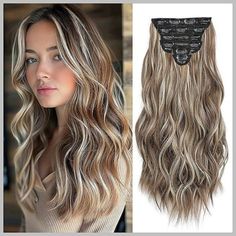 20 Inch 6pcs Clip In Hair Extensions, At 230gcan Full Head Looks More Beautiful. Each Pack Includes: 2 Pieces Of 4 Inch Wide 2 Clip Ins Hair, 2 Pieces Of 1.5 Inch Wide 1 Clip Ins Hair, 1 Piece Of 5 Inch Wide 3 Clips In Weft; 1 Piece Of 7 Inch Wide 4 Clips In Weft. Compared With Traditional Hair Extensions, Our Hair Extension Uses Bb Clips To Fix, Needn’t Tape, Glue, No Damage To The Scalp And Hair, You Can Restyle Hair In Minutes. The Long Hair Wavy Extension Can Perfectly Blend With Your Natural Hair, They Can Be Cut, Permed And Washed. You Can Present Yourself With A Charming And Elegant Look In A Few Minutes You Can Decide How Many Pieces To Wear. You Can Wear One Piece To Add A Ray Long Hair With Bangs And Layers, Long Hair Wavy, Wavy Extensions, Synthetic Hair Extensions, Clip In Hair, Long Wavy Hair, Ash Blonde, Blonde Color, Clip In Hair Extensions