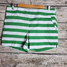 Green & White Stripped New York & Company Shorts Size Large. Waist Approx: 20 Inches Inseam Approx: 15 Inches Z83 Green Bottoms With Vertical Stripes For Summer, Green Vertical Stripes Bottoms For Summer, Fitted Striped Summer Shorts, White Striped Shorts For Spring, Womens Shorts, New York, Outfit Inspo, Green, Women Shopping