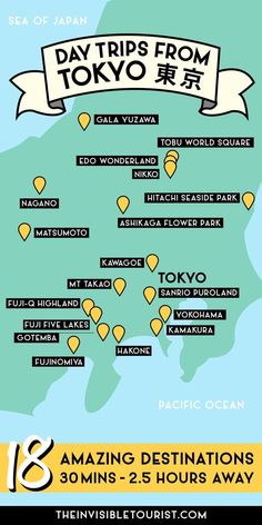 the map for tokyo's famous tourist attractions, with information about its locations and destinations