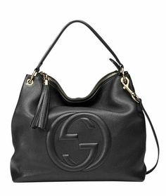 Gucci Soho Black Single Strap Hobo Soho Logo Pebble leather medium shoulder bag bag Soft Hobo Leather Shoulder Bag Italy New New with Tags. Leather Bag Made in Italy. ONLY 1 This item ships to Vegas for expert ation, then ships to you. This black Gucci bag exudes luxury with its beautiful leather and gold-toned hardware. The famous interlocking GG logo is displayed proudly on the front. With a zipper pocket and two open pockets befitting of a phone, you'll have space to organize what you need to Black Gucci Bag, Gucci Soho Bag, Tas Gucci, Gucci Hobo Bag, Tas Bahu, Sacs Design, Gucci Soho, Red Leather Bag, Leather Hobo Handbags