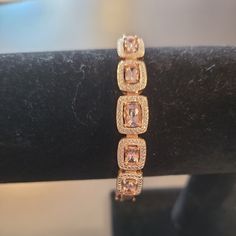 18k Gold Over Silver Pink Morganite Bracelet 2.33ctw Retail $650 Sale $375 This Is A Gorgeous Rosegold Hinged Bangle Bracelet With Double Security Clasp, Filigree Design 5 Stones New Never Worn. Super Priced To Sell $200 Luxury Rose Gold Baguette Cut Bracelets, Luxury Pink Gold Jewelry With Prong Setting, Rose Gold Baguette Cut Tennis Bracelet For Formal Occasions, Elegant Rose Gold Baguette Cut Tennis Bracelet, Formal Rose Gold Baguette Cut Tennis Bracelet, Formal Pink Gold Jewelry With Prong Setting, Formal Rose Gold Baguette Cut Bracelet, Elegant Pink Gold Jubilee Bracelet, Rose Gold Cubic Zirconia Jewelry In Baguette Cut