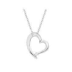 Grace yourself with the captivating beauty of this diamond accent heart necklace. Comes in a gift box.PENDANT DETAILSPendant length: .75 in.Chain length: 18 in.Clasp: spring-ringMetal: rhodium-plated sterling silverDIAMOND DETAILSTotal weight: less than 1/10 ct.Shape: roundColor grade: I-JClarity: I2Setting: prongImage(s) may be enlarged to show detail.Diamond weights are approximate. Diamond total weights may vary between .01 and .08 ct. Some diamonds have fewer than 17 facets.Gemstones may hav Open Heart Necklace With Diamond Accents For Gift, Diamond Open Heart Necklace As Gift, Formal Heart Cut Necklace For Mother's Day, Open Heart Necklace With Diamond Accents As A Gift, Open Heart Diamond Accents Necklace Gift, Diamond Accented Open Heart Necklace Gift, Formal Heart Necklace With Birthstone, Formal Heart Shaped Birthstone Necklace, Formal Heart-shaped Birthstone Necklace