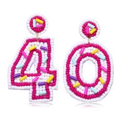 PRICES MAY VARY. 【Happy Birthday Earrings】Get ready to celebrate your milestone 40th birthday with this must-have earrings! They are embellished with pink beading and accent multi colored beading as well and the back is completely felt covered. Classic, elegant and always on trend, these earrings will complement your birthday outfits in a delicate and sophisticated way, the chic and fun design will surely let you to be a protagonist. 【Celebration Earrings】Our make a birthday wish earrings are pe Holiday Party Jewelry, Birthday Earrings, Cake Happy Birthday, Romantic Birthday, Felt Cover, Birthday Wish, Celebration Birthday, Birthday Letters, Birthday Outfits