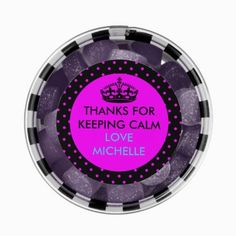 purple and black poker chips with the words thanks for keeping calm