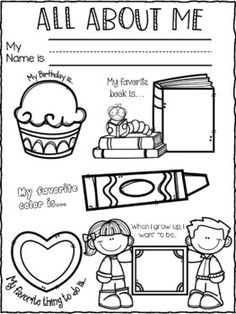 an all about me coloring page for kids