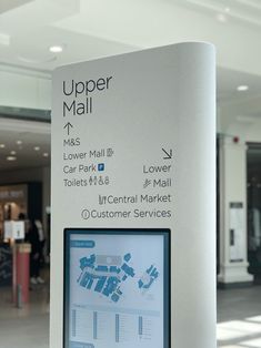 a sign in the middle of an airport with information about its services and locations on it