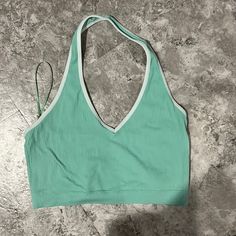 New Without Tags. Never Worn. Sporty Green Crop Top For Spring, Casual Spring Halter Top For Workout, Casual Spring Workout Halter Top, Casual Green V-neck Halter Top, Trendy Green Cotton Halter Top, Garage Tops, Halter Top, Garage, Womens Tops