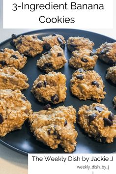 three ingredient banana cookies on a black plate