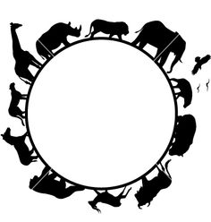 the silhouettes of wild animals are arranged in a circle on a white background illustration