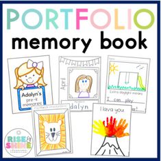 the port folio memory book with pictures of children's faces and words