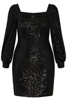 a black dress with sequins on the shoulders and long sleeves, it is shown