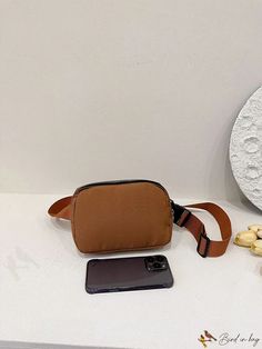 BirdinBag - Minimalist Brown Fanny Pack with Release Buckle - Perfect for Everyday Use Daily Use Belt Bag For Mobile Phone, Solid Rectangular Belt Bag For Daily Use, Trendy Everyday Chest Bag, Belt Bag With Removable Pouch For Everyday Use, Belt Bag With Adjustable Strap For Daily Use, Casual Brown Belt Bag For School, Brown Minimalist, Adjustable Bag, Waist Bags