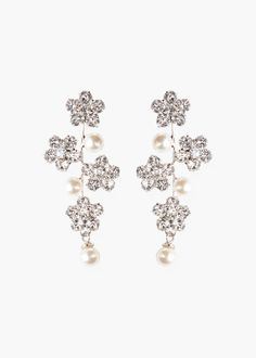 Aria Earrings – Jennifer Behr LLC Luxury Hair Accessories, Crystal Pearl Earrings, Crystal Flowers, Pearl Headpiece, Jennifer Behr, Best Of Both Worlds, Luxury Hair, Bridal Shop, Crystal Pearls