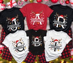 Christmas Monogram Shirt, Matching Family Christmas Shirts, Mix Match Outfits, Christmas Jammies, Matching Christmas Shirts