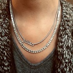 Our new entry #capucelli graduated half way baguette necklace Beautiful Diamond Necklace, Baguette Necklace, Diamond Tennis Necklace, Beaded Necklace Designs, Baguette Diamonds, White Gold Necklaces, Tennis Necklace, Baguette Diamond, Necklace Designs