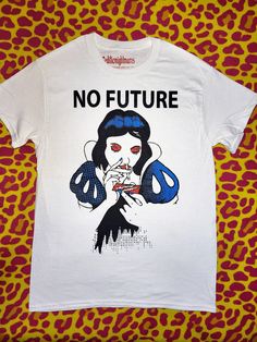 No Future Snow White DIY shirt Hand printed by Seditionightmares (2014-2022) Original store is shut down! Rest in punk! All limited merch. Never to be printed by Seditionightmares again.  Vegan and cruelty-free. Please allow 1-4 weeks for shipping! Diy Punk Shirt, Snow White Diy, Curry Aesthetic, Punk Shirts, Punk Diy, No Future, Punk Shirt, Diy Shirt, Cruelty Free