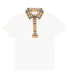 No brand does preppy chic for little ones better than Burberry Kids. This white polo shirt is made from skin-kind cotton and finished with a Vintage Check panel along the collar and placket. Preppy Chic, Burberry Kids, White Polo Shirt, White Polo, Cotton Polo Shirt, Cotton Polo, Boys T Shirts, Vintage Children, No Brand