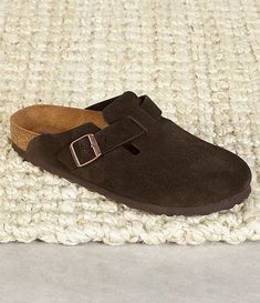 Birkenstock Women's Boston Suede Soft Footbed Clogs | Dillard's Suede Slip-on Clogs With Buckle Closure, Suede Slip-on Slippers With Buckle Closure, Suede Slip-on Mules With Buckle Closure, Suede Slippers With Buckle Closure And Round Toe, Suede Closed Toe Clogs With Cushioned Footbed, Closed Toe Suede Clogs With Buckle Closure, Suede Closed Toe Clogs With Buckle Closure, Brown Slip-on Slippers With Buckle Closure, Brown Closed Toe Slippers With Buckle Closure