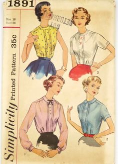 three women's blouses, one with short sleeves and the other with long sleeves