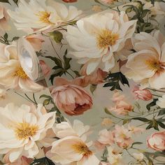 a floral wallpaper with pink and white flowers