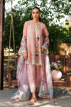 Nafisa Designer Pink Salwar Kameez With Printed Motifs, Pink Silk Sharara With Printed Motifs, Pink Sharara With Printed Motifs And Traditional Drape, Pink Salwar Kameez With Printed Motifs, Traditional Pink Sharara With Printed Motifs, Pink Organza Kurta With Sheer Dupatta, Pink Organza Kurta With Traditional Drape, Eid Pink Sharara With Printed Motifs, Designer Pink Dupatta With Gota Work